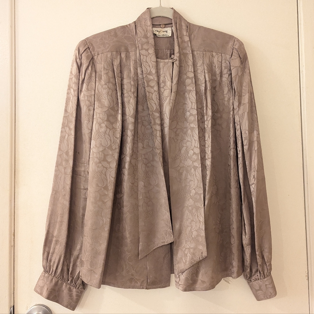 Oleg Cassini Taupe Blouse